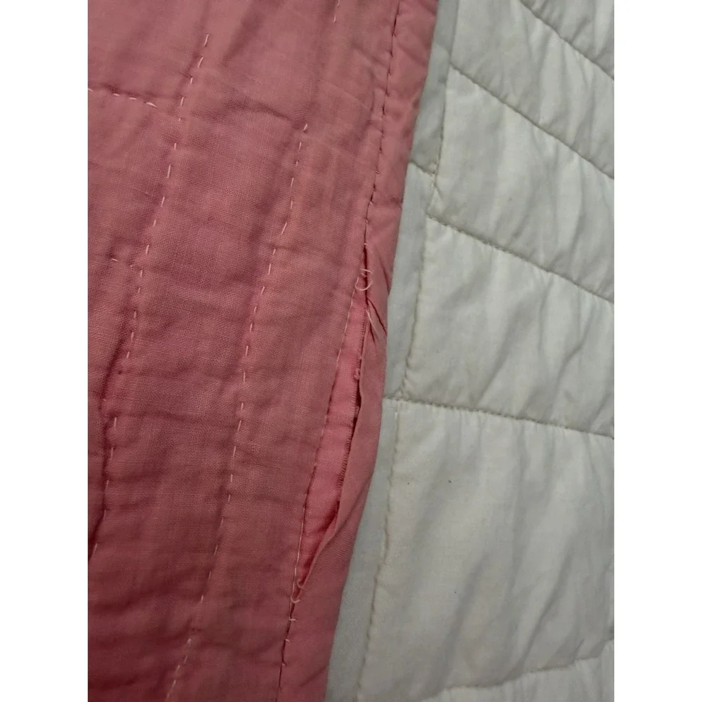 Vintage Hand Quilted Pinwheel Star Quilt 78x90 Handmade Feedsack c.1940s
